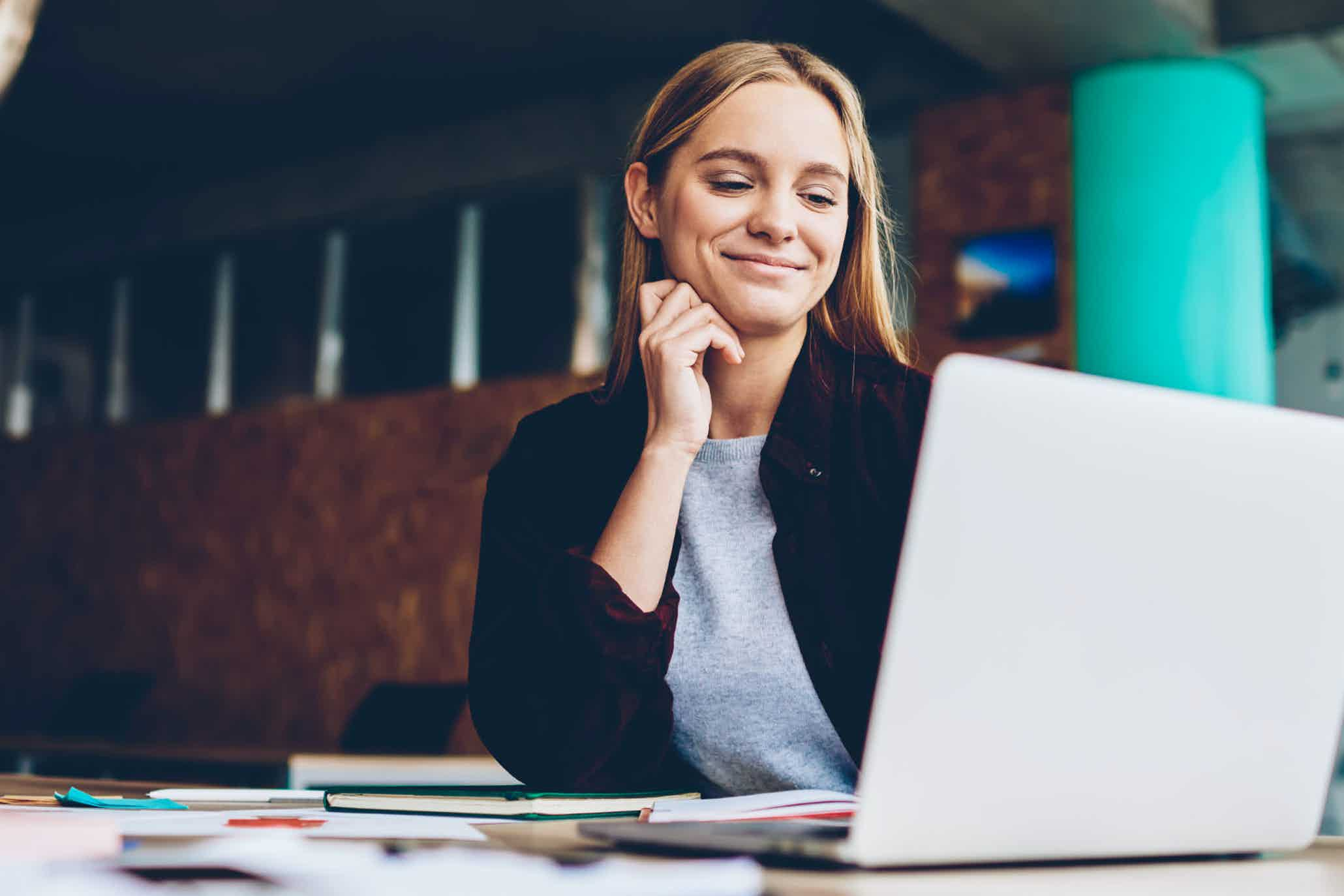 Young female professional on a laptop